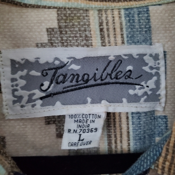 Vtg 90s Y2K Tangibles Full Zip Front Aztec Western Equestrian Shirt Shacket L - Picture 4 of 8